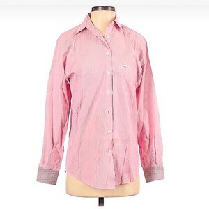 𝅺FACONNABLE Pinstripe Shirt Button Down Red and White Size XS